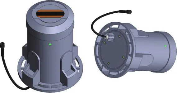 Two views of the borehole suspension cover and control assembly