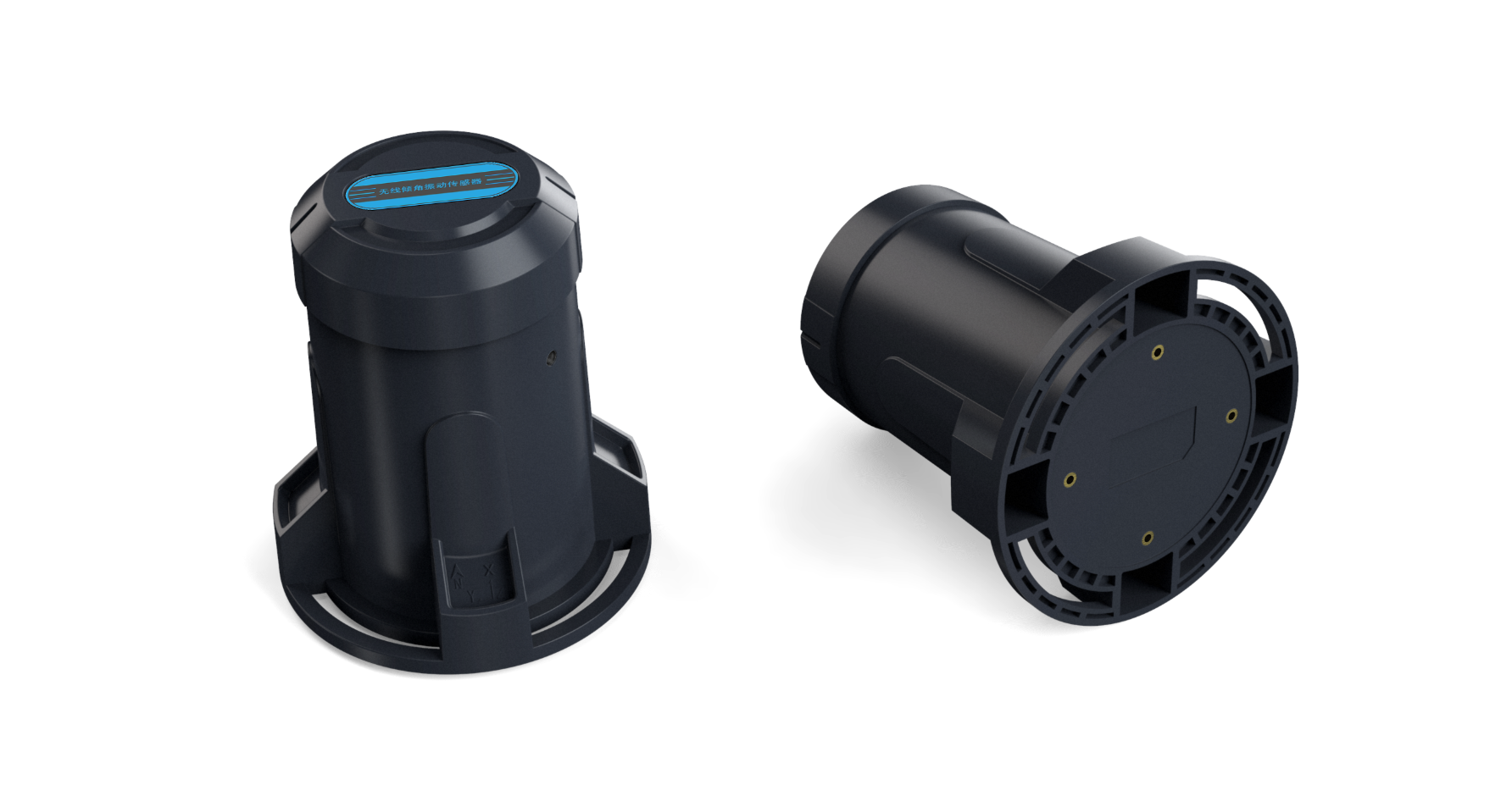 RT-1050 wireless tilt and vibration sensor, showing the upright housing and underside